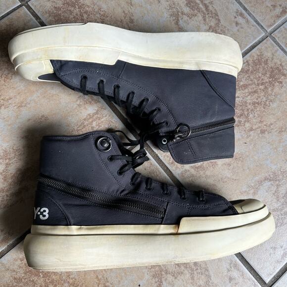 Adidas Y-3 Yohji Yamamoto Ajatu Court‎ High Size 12 1/2 Black Cream White - Picture 13 of 13